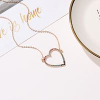 Simple Color Love Necklace Women Fashion Wild Hollow Peach Heart Pendant Clavicle Chain main image 4