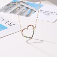 Simple Color Love Necklace Women Fashion Wild Hollow Peach Heart Pendant Clavicle Chain main image 5