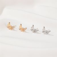 New Fashion Simple Diamond Butterfly Earrings Sweet Bow Stud Earrings Wholesale Nihaojewelry main image 3