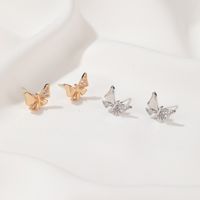 New Fashion Simple Diamond Butterfly Earrings Sweet Bow Stud Earrings Wholesale Nihaojewelry main image 4