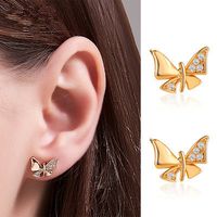 New Fashion Simple Diamond Butterfly Earrings Sweet Bow Stud Earrings Wholesale Nihaojewelry main image 6