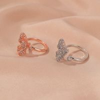 New Inlaid Zircon Butterfly Ring Ladies Full Diamond Opening Butterfly Ring Wholesale Nihaojewelry main image 3