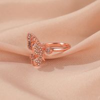 New Inlaid Zircon Butterfly Ring Ladies Full Diamond Opening Butterfly Ring Wholesale Nihaojewelry main image 4