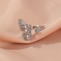 New Inlaid Zircon Butterfly Ring Ladies Full Diamond Opening Butterfly Ring Wholesale Nihaojewelry main image 5