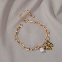 New Bracelet Color Butterfly Bracelet Summer Creative Pearl Pendant Thick Chain Bracelet Wholesale Nihaojewelry main image 5