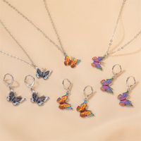 New Set Jewelry Fashion Color Fantasy Butterfly Necklace Sweet Butterfly Earring Set Wholesale Nihaojewelry main image 1
