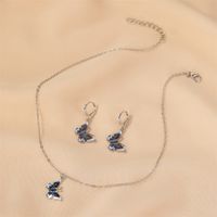 New Set Jewelry Fashion Color Fantasy Butterfly Necklace Sweet Butterfly Earring Set Wholesale Nihaojewelry main image 4