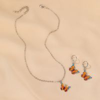New Set Jewelry Fashion Color Fantasy Butterfly Necklace Sweet Butterfly Earring Set Wholesale Nihaojewelry main image 5