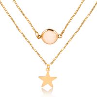 Fashion Two-layer Pendant Necklace Creative Five-pointed Star Frosted Gemstone Multi-layer Necklace Women main image 1