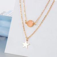 Fashion Two-layer Pendant Necklace Creative Five-pointed Star Frosted Gemstone Multi-layer Necklace Women main image 5