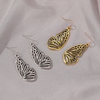 New Long Gold Butterfly Pendant Earrings Retro Hollow Half Butterfly Earrings Wholesale Nihaojewelry main image 3