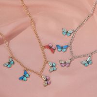 Fashion Retro Clavicle Chain Color Dream Butterfly Necklace Women main image 3