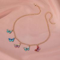 Grenz Überschreitende Neue Halskette Europäische Und Amerikanische Persönlichkeit Mode Retro Choker Schlüsselbein Kette Farbe Traum Schmetterlings Halskette Frau main image 4