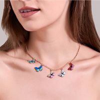 Fashion Retro Clavicle Chain Color Dream Butterfly Necklace Women main image 6