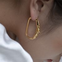 Europäische Und Amerikanische Celi Unregelmäßige Ovale Goldene Ohrringe Geometrische Kreise Retro Vergoldete Gold Ohrringe Ohrringe main image 1