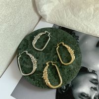 Irregular Oval Gold Earrings Minimalist Geometric Circle Retro Gold Plated Earrings Wholesale Nihaojewelry main image 4