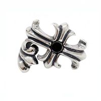 Ancient Silver Old Cross Black Gemstone Spiral Weaving Open Index Finger Ring Wholesale Nihaojewelry main image 6