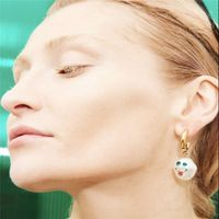 Fashion Style Fun Shaped Pearl Half Circle Earrings Cute Smiley Earrings Wholesale Nihaojewelry main image 3