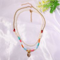 Fashion Beads Gravel Metal Shell Pendant Gold Round Bead Necklace Bohemian Style Necklace main image 3