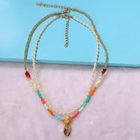 Fashion Beads Gravel Metal Shell Pendant Gold Round Bead Necklace Bohemian Style Necklace main image 4