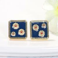 Fashion And Elegant Square Alloy Drop Oil Small Daisy Earrings Ear Jewelry Wholesale Nihaojewelry main image 3