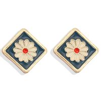Fashion And Elegant Square Alloy Drop Oil Small Daisy Earrings Ear Jewelry Wholesale Nihaojewelry main image 6