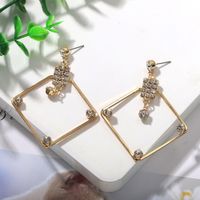 New Fashion Square Diamond-shaped Alloy Tassel Earrings Wholesale Nihaojewelry main image 2