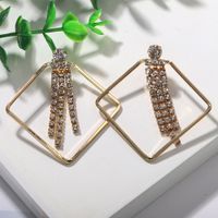 New Fashion Square Diamond-shaped Alloy Tassel Earrings Wholesale Nihaojewelry main image 6