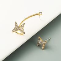 Coréen 925 Argent Aiguille Asymétrique Papillon Oreille Oreille Clip Boucles D&#39;oreilles En Gros Nihaojewelry main image 3