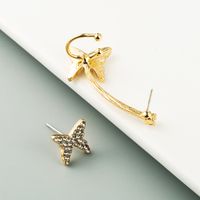 Coréen 925 Argent Aiguille Asymétrique Papillon Oreille Oreille Clip Boucles D&#39;oreilles En Gros Nihaojewelry main image 4
