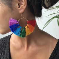 E8462 Rainbow Color Series Ohrringe Europäische Und Amerikanische Mode Übertriebene Farbe Rock Ohrringe Halbkreis Ohrringe Schmuck Heißer Verkauf main image 5