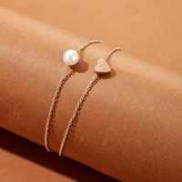 Fashion New Love Pearl Anklet 2-piece Set Bohemian Alloy Multilayer Anklet Set Wholesale Nihaojewelry main image 4