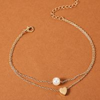 Fashion New Love Pearl Anklet 2-piece Set Bohemian Alloy Multilayer Anklet Set Wholesale Nihaojewelry main image 6