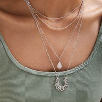 Temperament Drop-shaped Diamond Retro V-shaped Lace 4-layer Necklace Sweater Chain Women main image 1