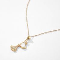 Shell Diamond Fan-shaped Necklace Simple Temperament Leaf Scallop Rhinestone Necklace Female main image 4