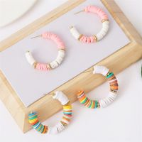 Fashion Trend Handmade Soft Clay C-shaped Beaded Earrings Color Earring Jewelry Wholesale Nihaojewelry main image 2