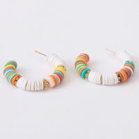 Fashion Trend Handmade Soft Clay C-shaped Beaded Earrings Color Earring Jewelry Wholesale Nihaojewelry main image 3