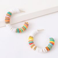 Fashion Trend Handmade Soft Clay C-shaped Beaded Earrings Color Earring Jewelry Wholesale Nihaojewelry main image 4