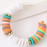 Fashion Trend Handmade Soft Clay C-shaped Beaded Earrings Color Earring Jewelry Wholesale Nihaojewelry main image 5