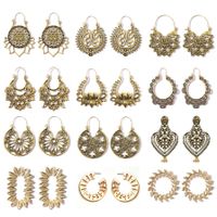 Retro Ethnic Style Earrings Fashion All-match Alloy Geometric Hollow Gold Exaggerated Long Earrings Wholesale Nihaojewelry main image 1