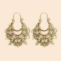 Retro Ethnic Style Earrings Fashion All-match Alloy Geometric Hollow Gold Exaggerated Long Earrings Wholesale Nihaojewelry main image 8