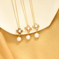 Long Sweater Chain Pearl Pendant Women Temperament Small Fresh Flower Necklace main image 1