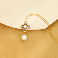 Long Sweater Chain Pearl Pendant Women Temperament Small Fresh Flower Necklace main image 3