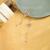 New S925 Silver Needle Earrings Long Tassel Earrings Zircon Love Earrings Wholesale Nihaojewelry main image 5