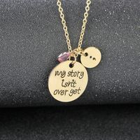 Fashion Geometric Round Tag Necklace English Letters Necklace main image 6