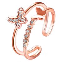 New Ring Double Butterfly Ring Ladies Popular Rose Gold Diamond Opening Adjustable Ring Wholesale Nihaojewelry main image 2