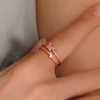 New Ring Double Butterfly Ring Ladies Popular Rose Gold Diamond Opening Adjustable Ring Wholesale Nihaojewelry main image 3