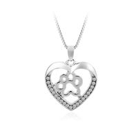 Fashion Love Peach Heart Necklace Women Creative Love Dog Claw Hollow Diamond Pendant Necklace Accessories main image 2