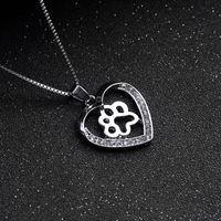 Fashion Love Peach Heart Necklace Women Creative Love Dog Claw Hollow Diamond Pendant Necklace Accessories main image 5