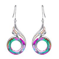 Fashion Ethnic Style Colorful Crystal Peacock Gradient Earrings Creative Jewelry Wholesale Nihaojewelry sku image 1